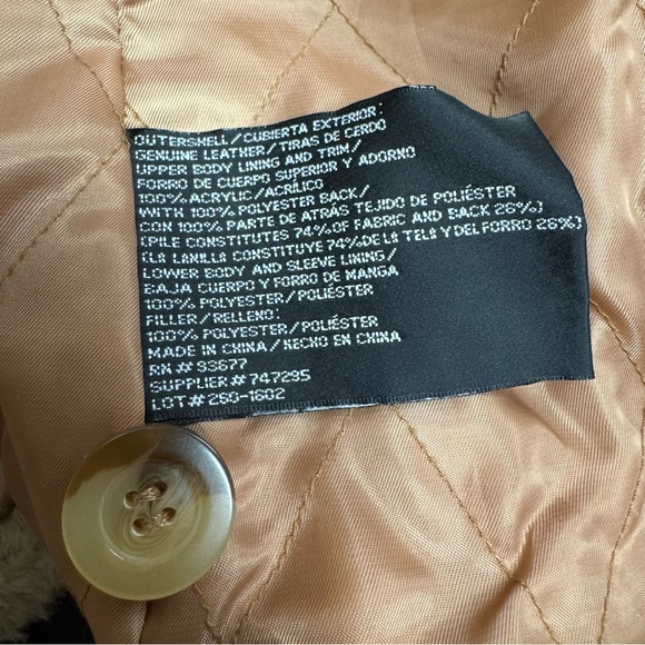 VINTAGE Penny lane meets Y2K Grunge 70's Leather faux Sherpa Fur Coat - XL Tan - Picture 8 of 9